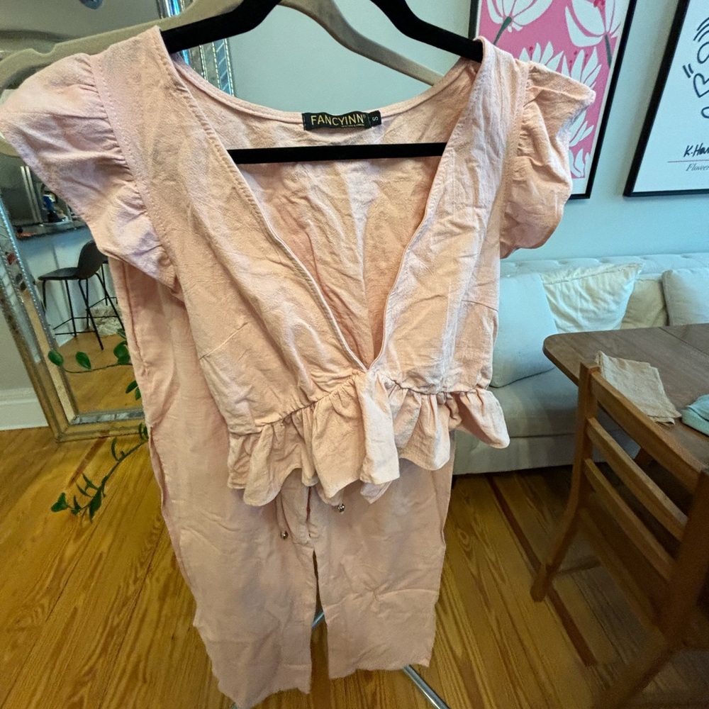 Blush pink swim cover-up co-ord set